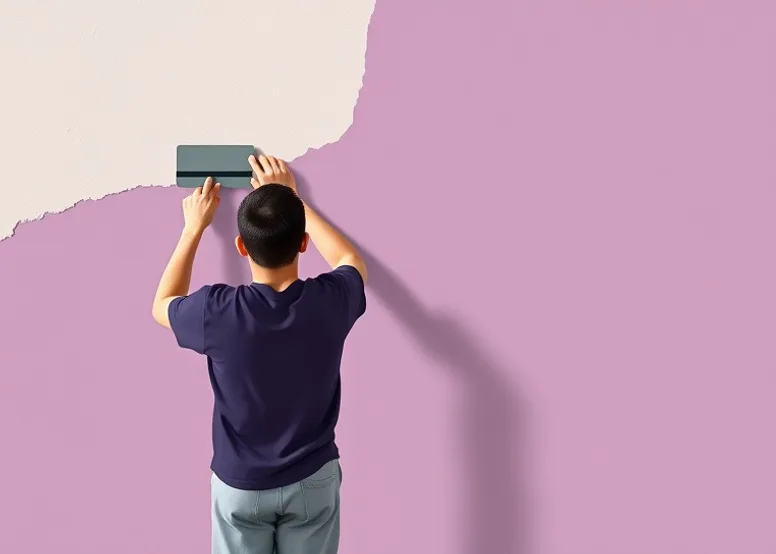 Application d'un enduit décoratif à la lisseuse sur un mur