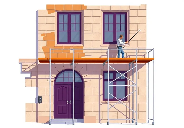 Ravalement de façade en pierre, nettoyage et application d'enduit